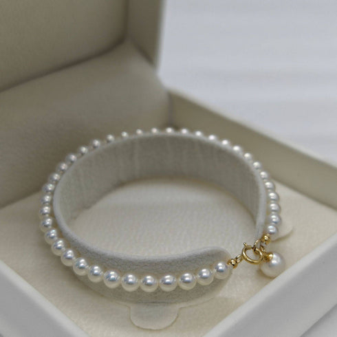Dainty White Freshwater Pearl 18K Gold Bracelet - House Of Pearls